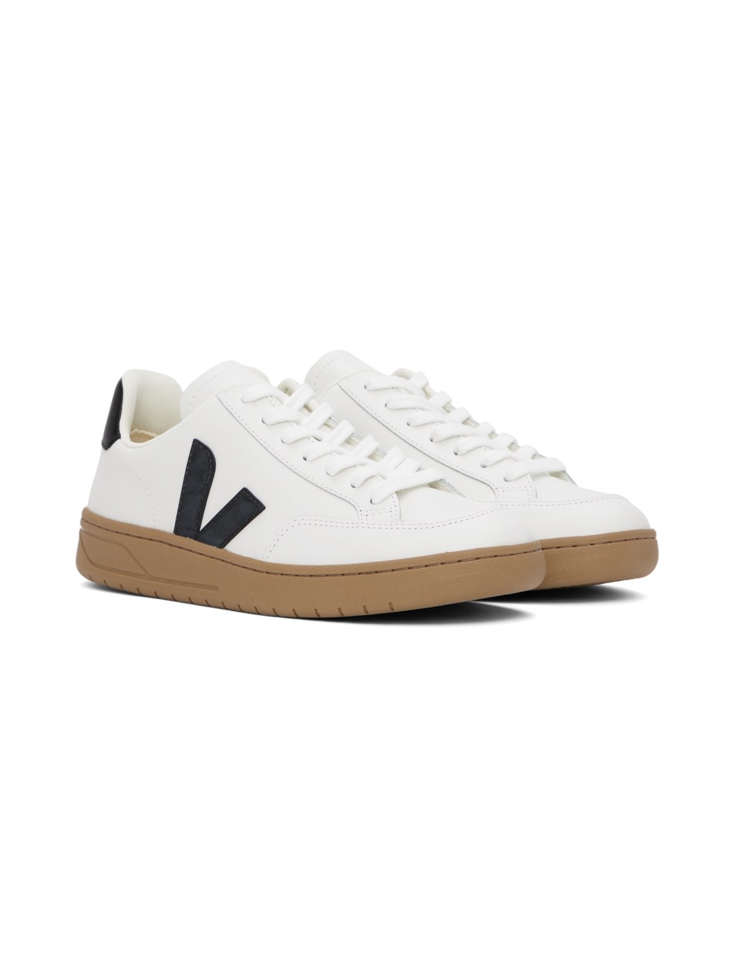 White & Black V-12 Leather Sneakers - 4