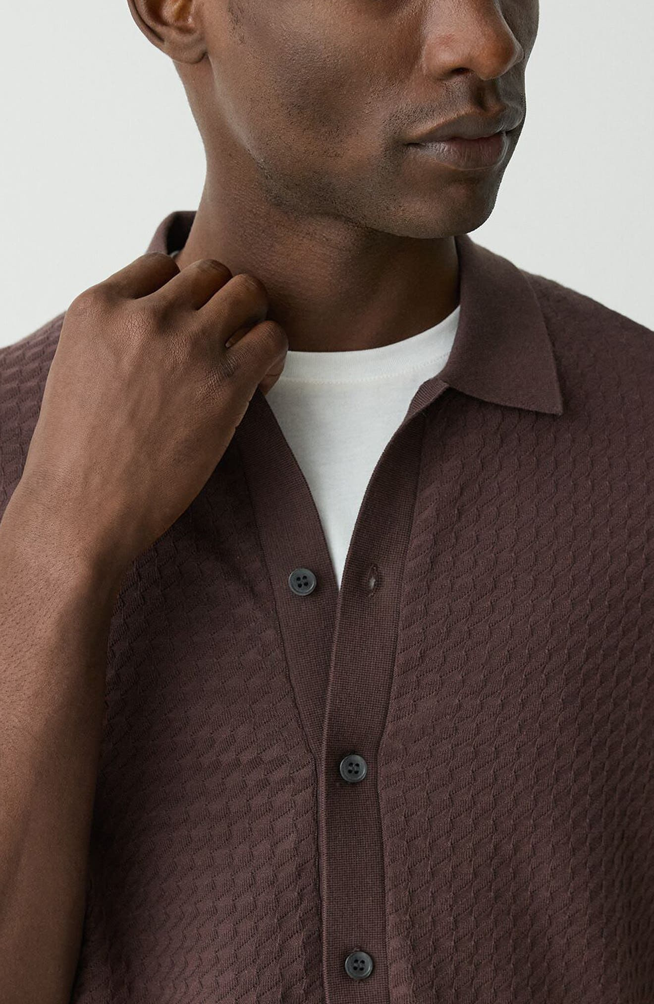 Theory Cairn Short Sleeve Organic Cotton Button-Up Shirt in Dark Mocha at Nordstrom - 2