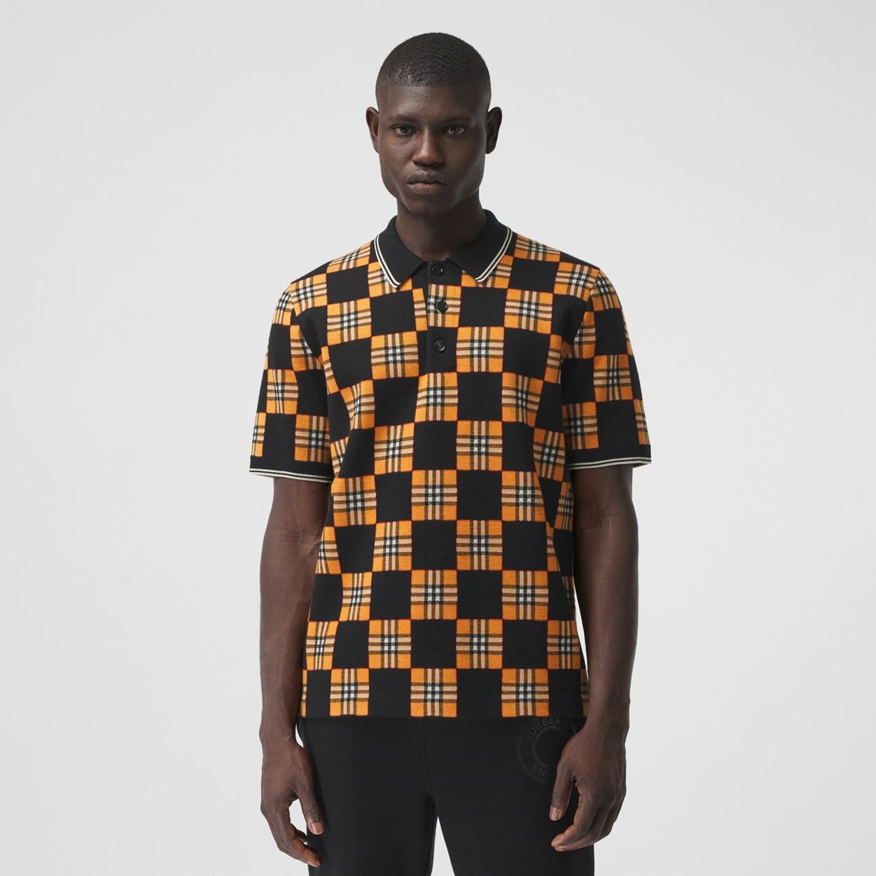 Chequer Technical Wool Jacquard Polo Shirt - 3