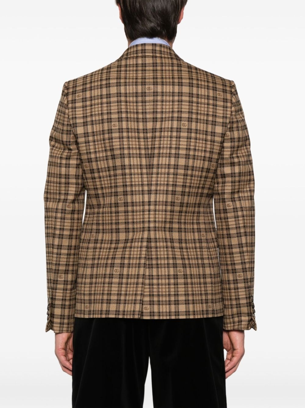 Double G-logo check-pattern blazer - 4