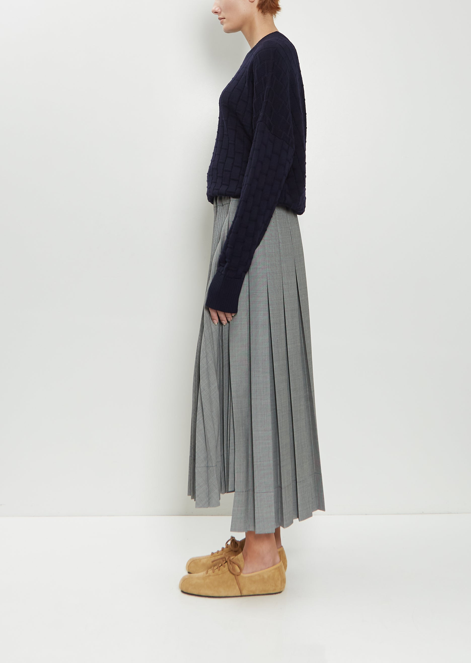 Pleated Wool Blend Skirt - 2