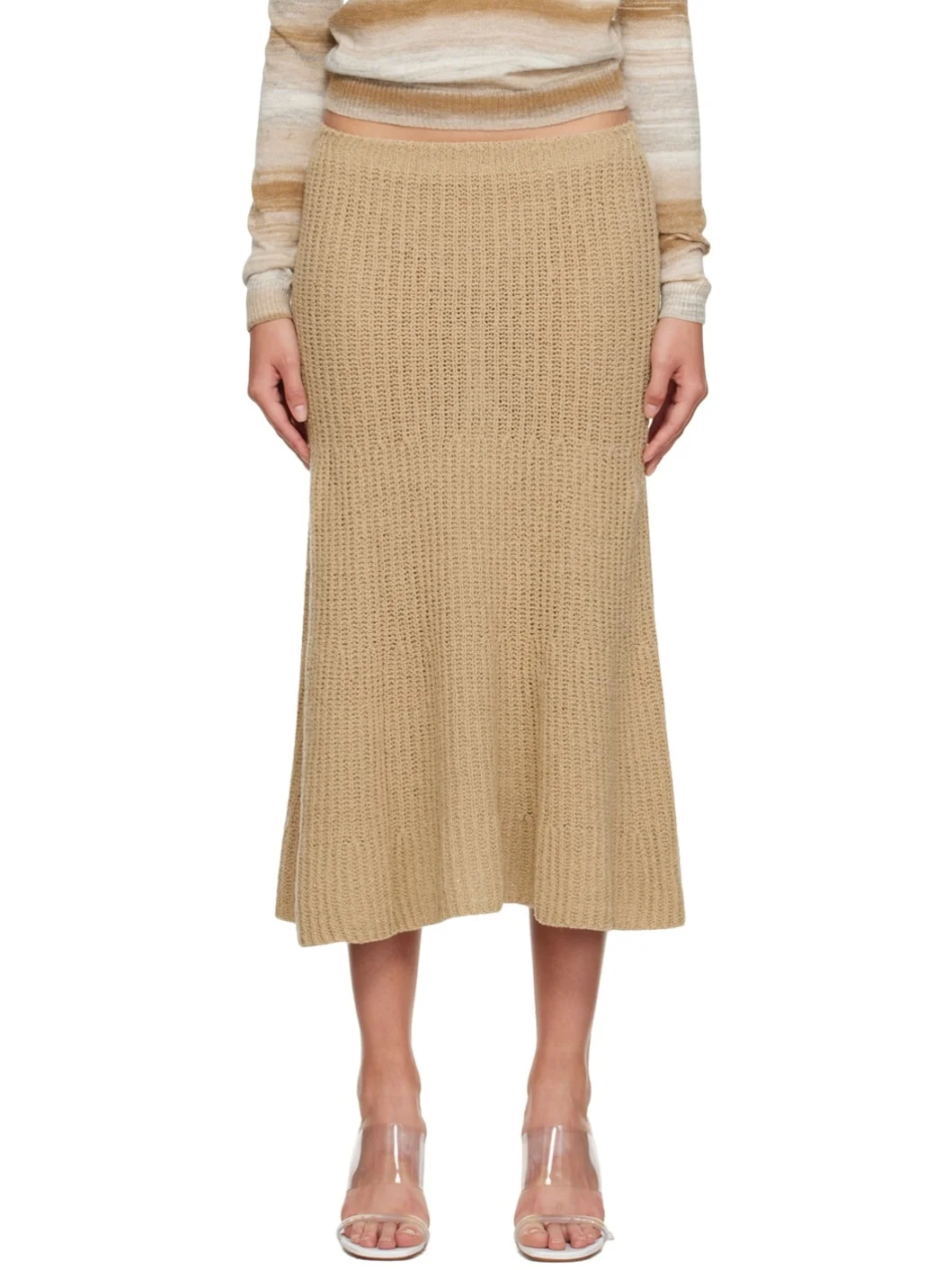 Beige Isola Midi Skirt - 1