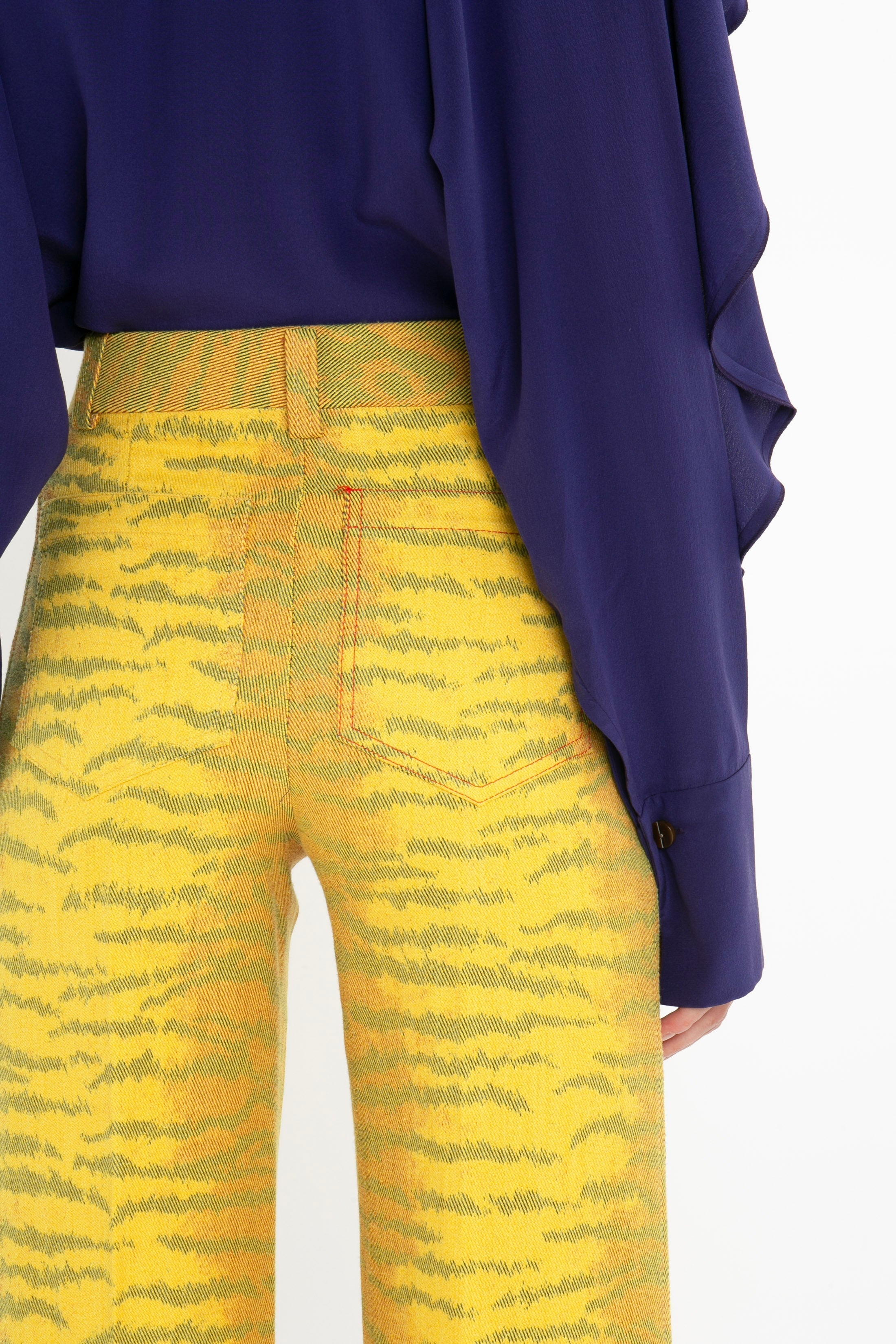 Alina Trouser In Yellow-Maple Tiger Print - 6