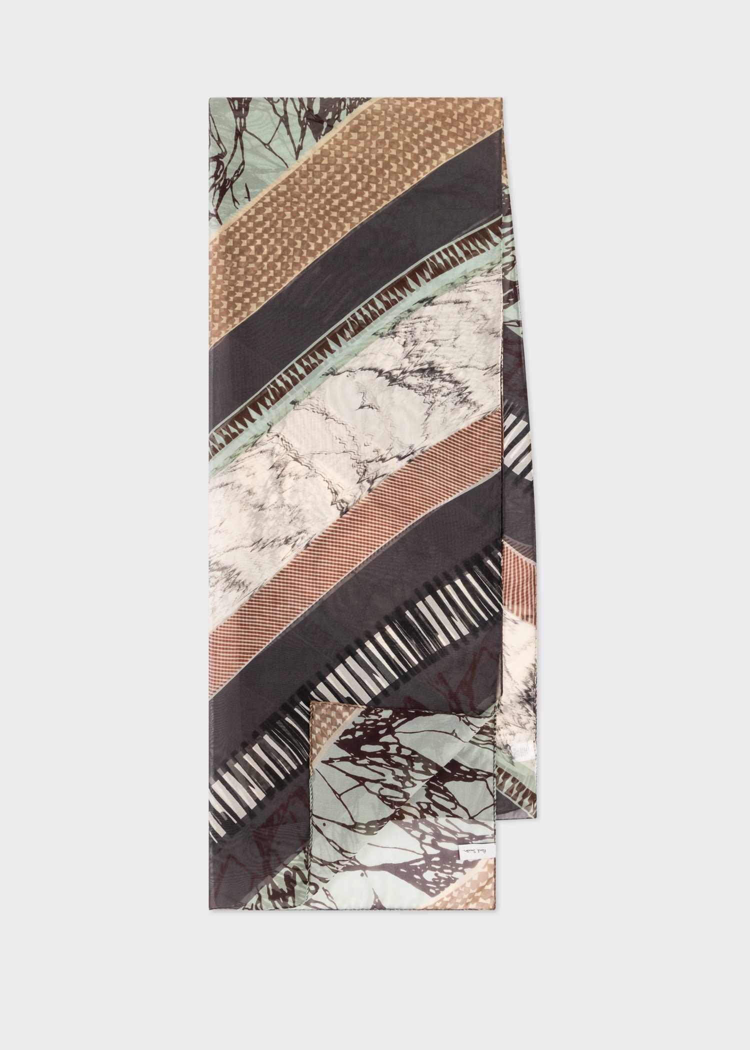 'Assembled Stripe' Silk Scarf - 1
