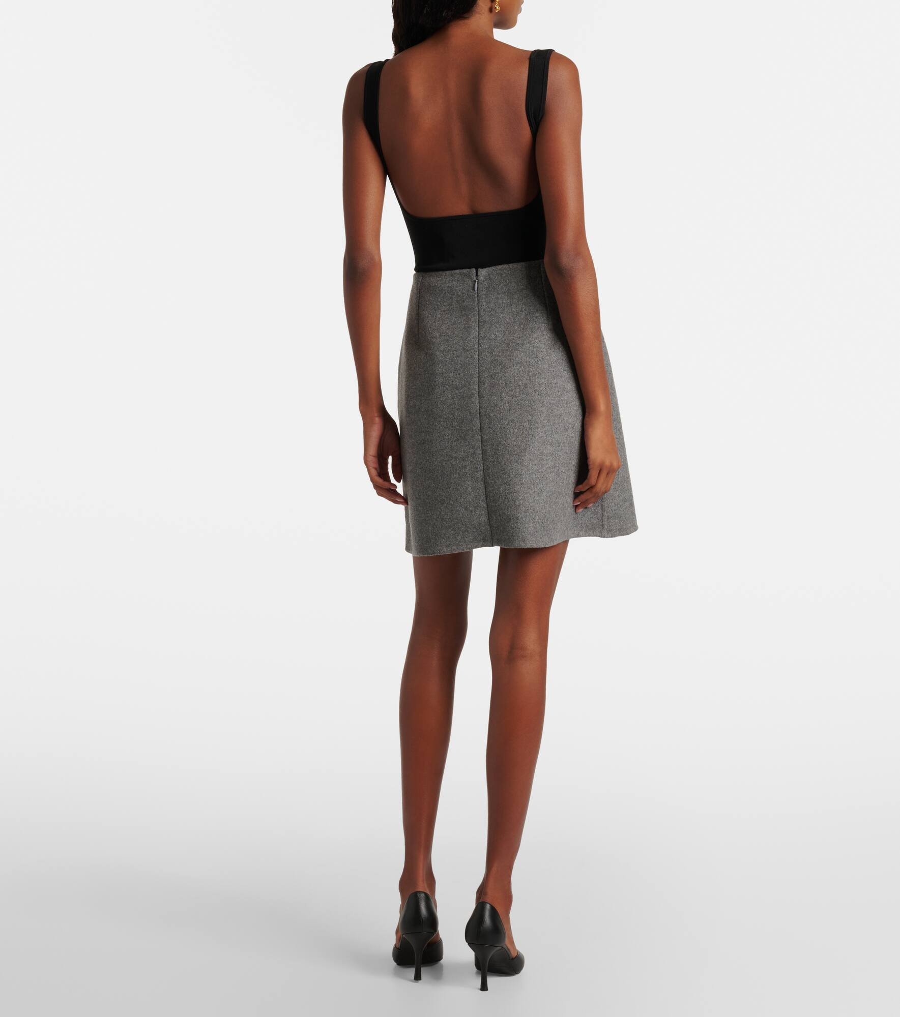 Mélange virgin wool miniskirt - 3