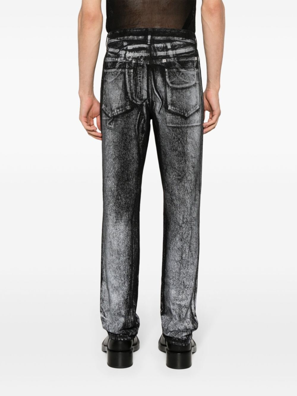 trompe l'oeil print jeans - 4