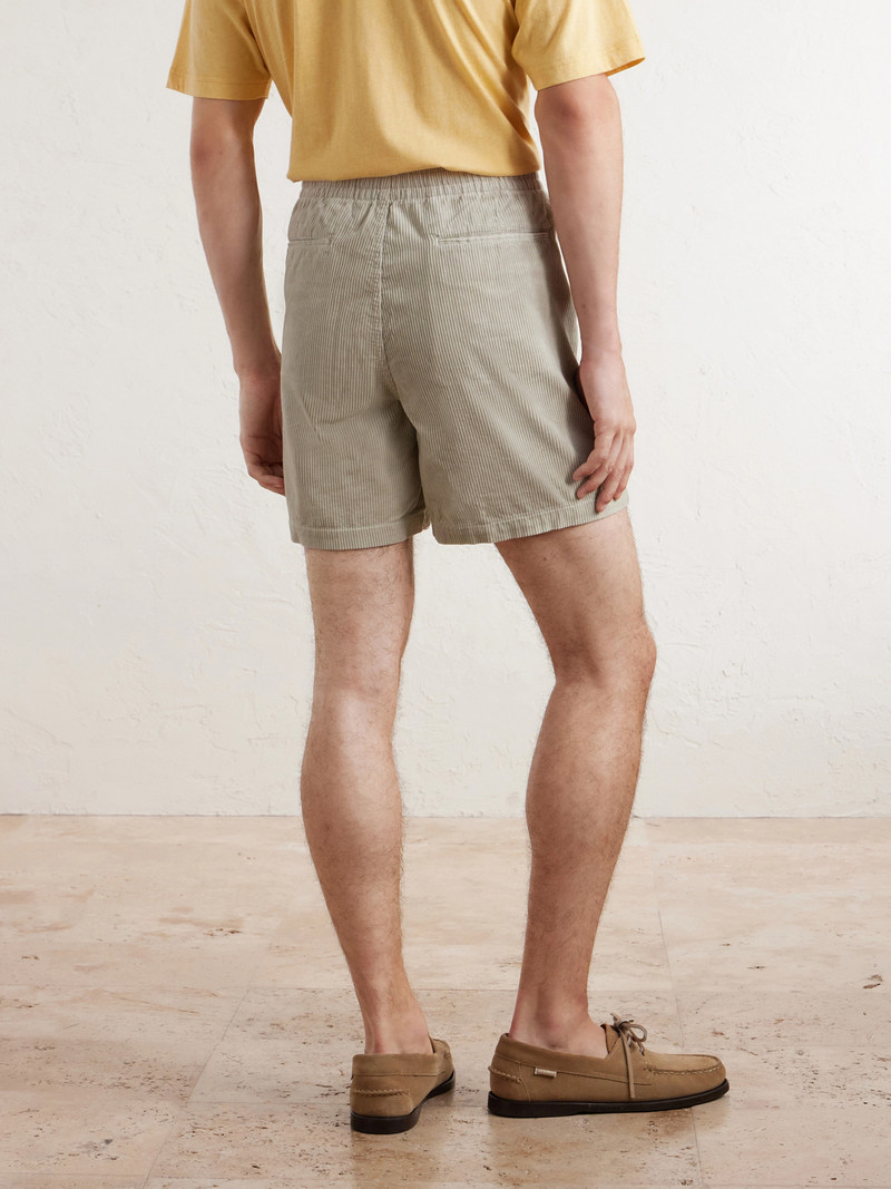 Straight-Leg Logo-Embroidered Cotton-Corduroy Drawstring Shorts 4