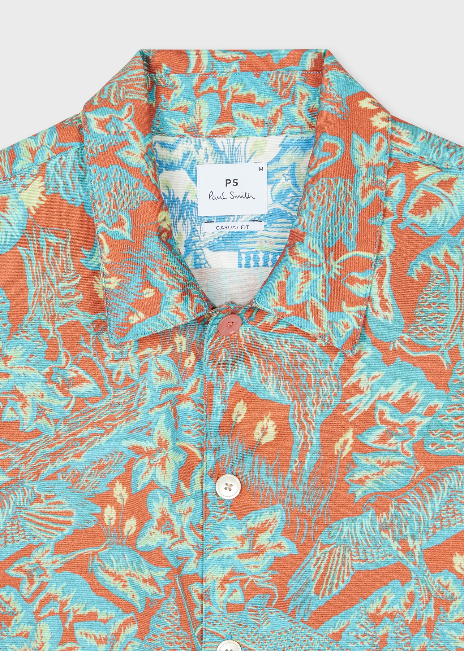 Casual-Fit Orange and Turquoise 'Chalet' Print Shirt - 3