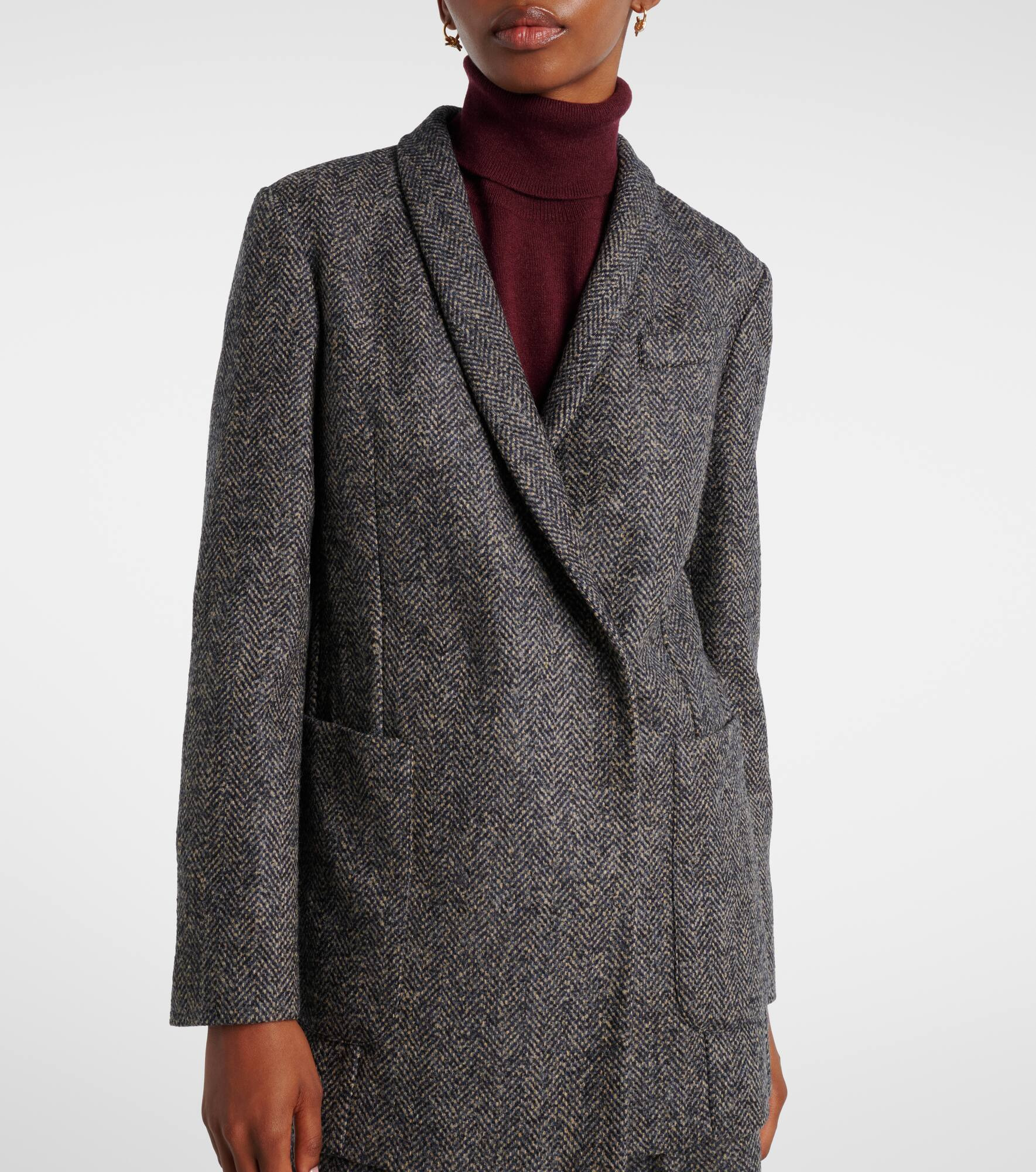 Herringbone Monili wool-blend tweed blazer - 6