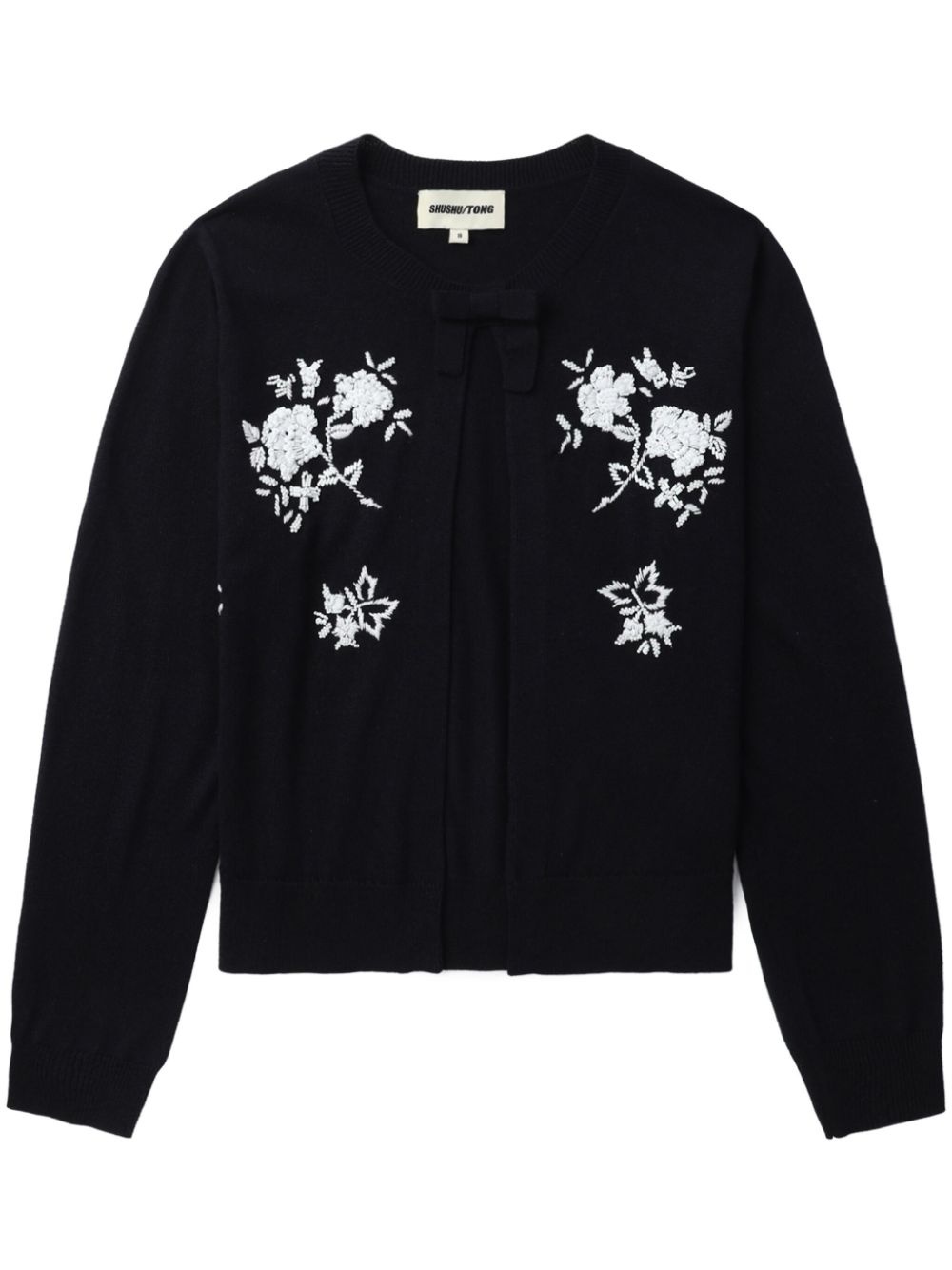 floral-embroidered silk-cashmere cardigan - 1