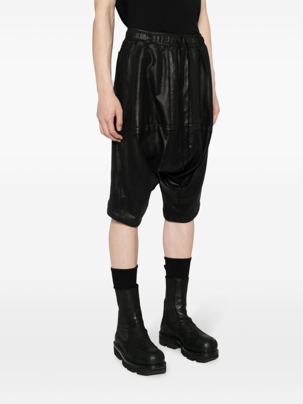 bonded-seam drawstring drop-crotch shorts - 3