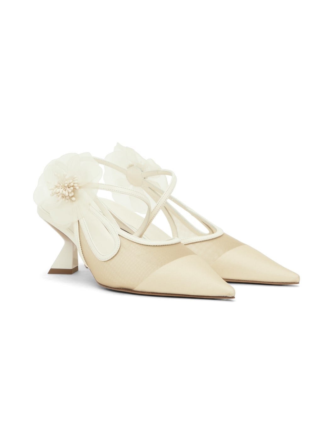 Off-White Slingback Tulle Heels - 4