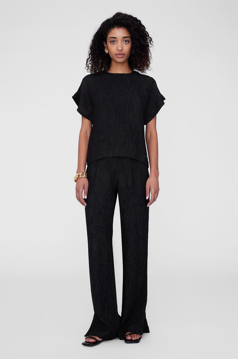 ANINE BING Jollie Top - Black Crinkle outlook
