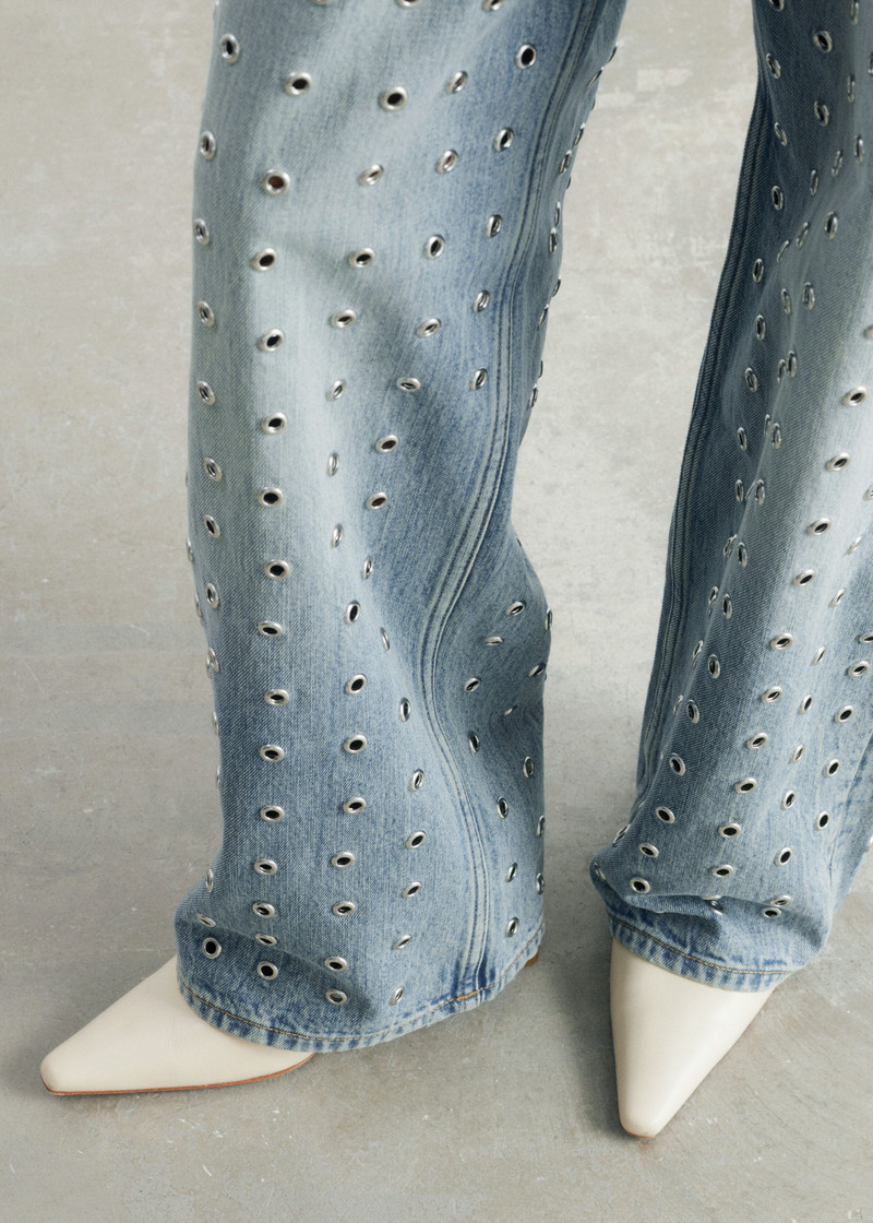 Wide-Leg Eyelet Jeans 8
