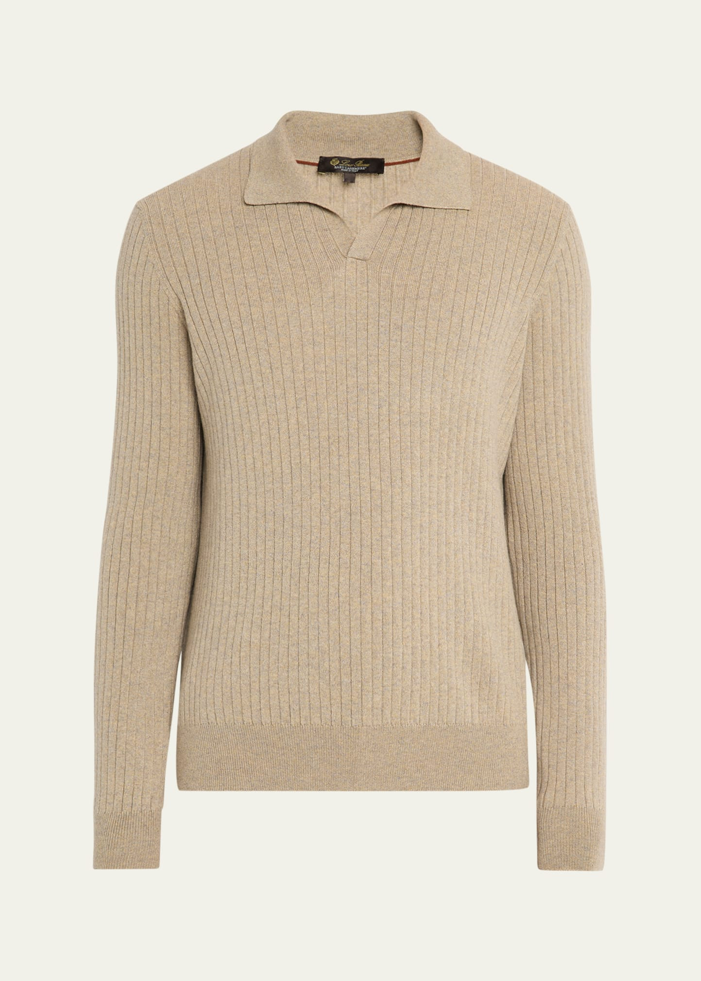 Men's Lexington Baby Cashmere Ribbed Polo Sweater - 1