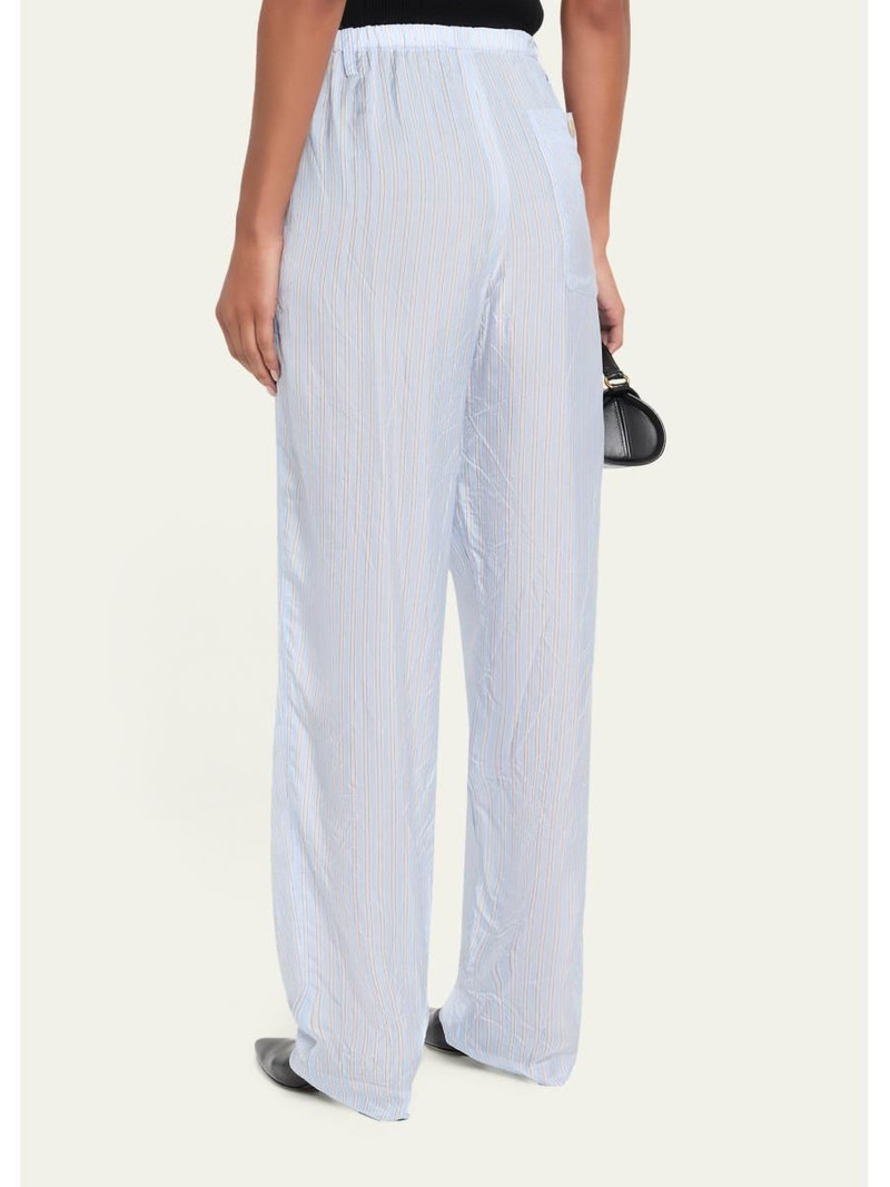 Men's Penny Stripe Cupro Straight-Leg Trousers 3