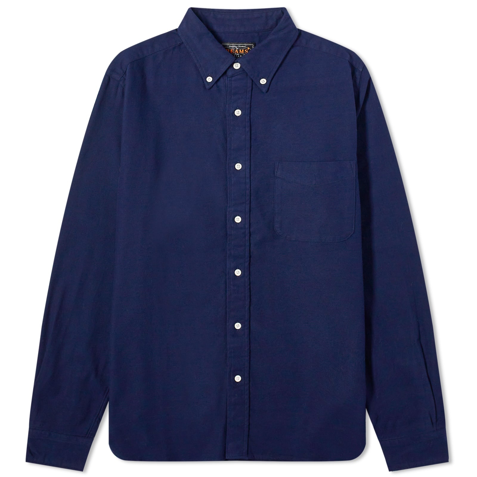 Beams Plus Button Down Solid Flannel Shirt - 1