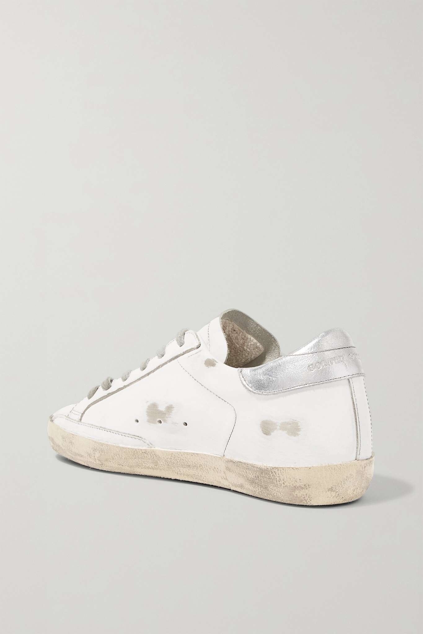 Superstar glittered distressed leather sneakers - 3