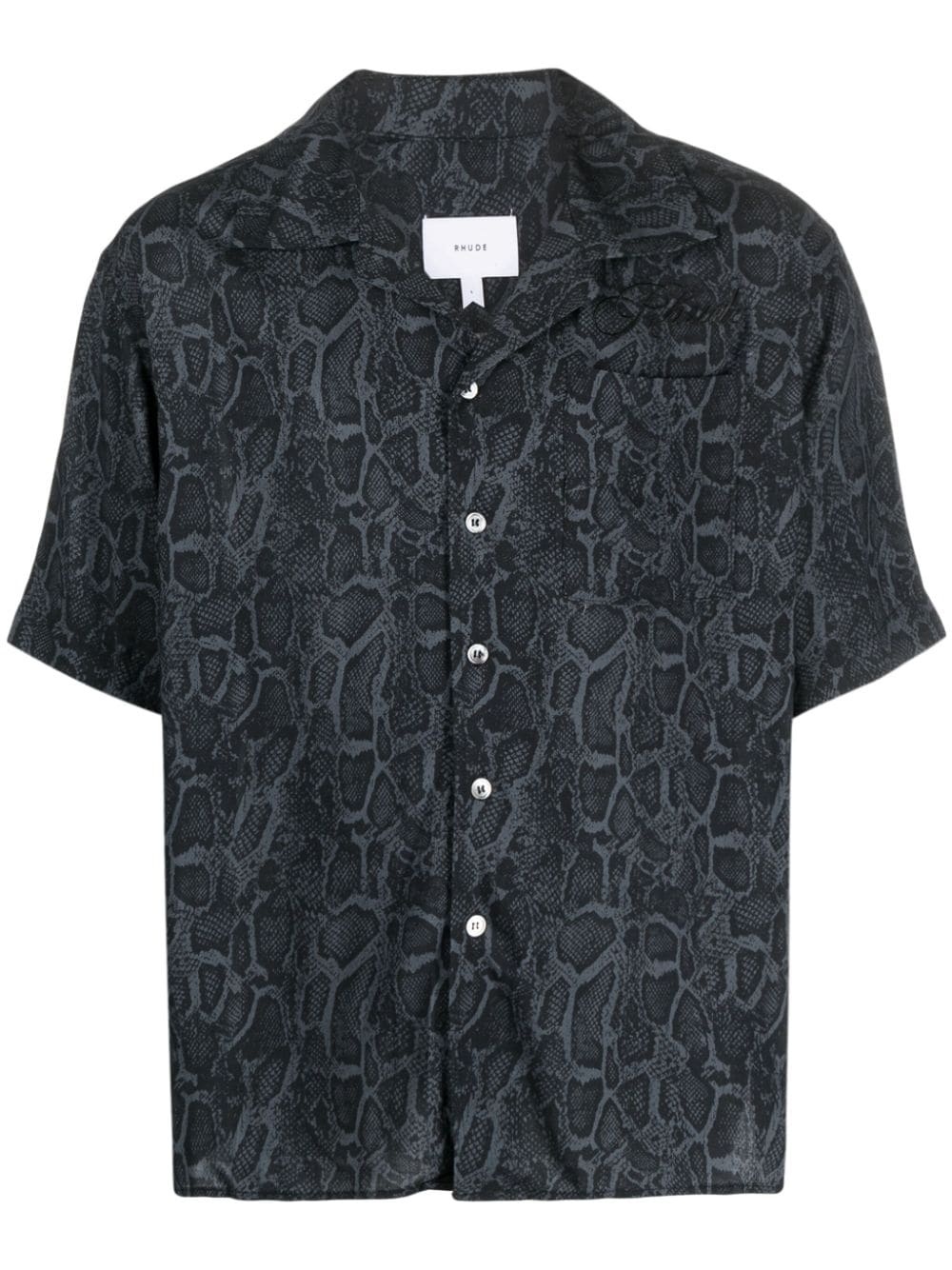 snakeskin-print logo-embroidered shirt - 1