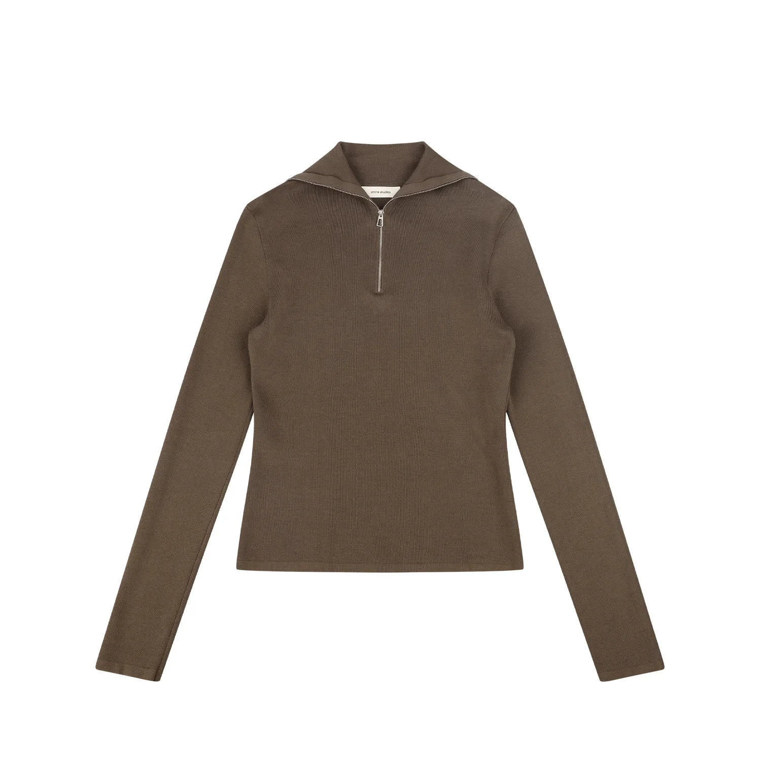 ZIP UP TURTLENECK SLIM BROWN - 1