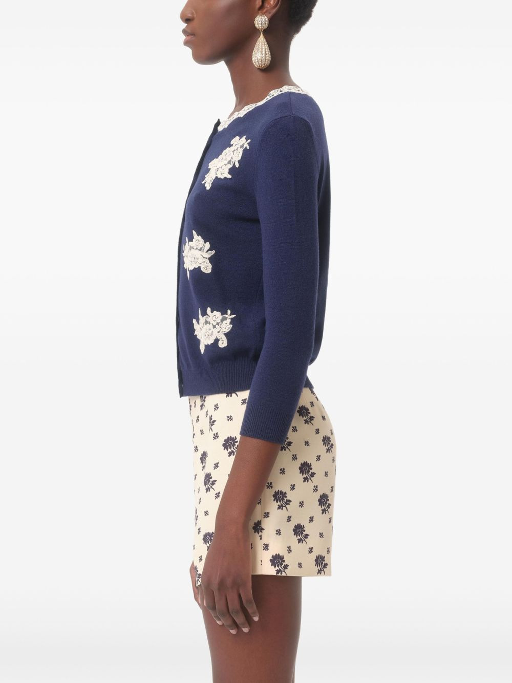 lace-trim cardigan - 5