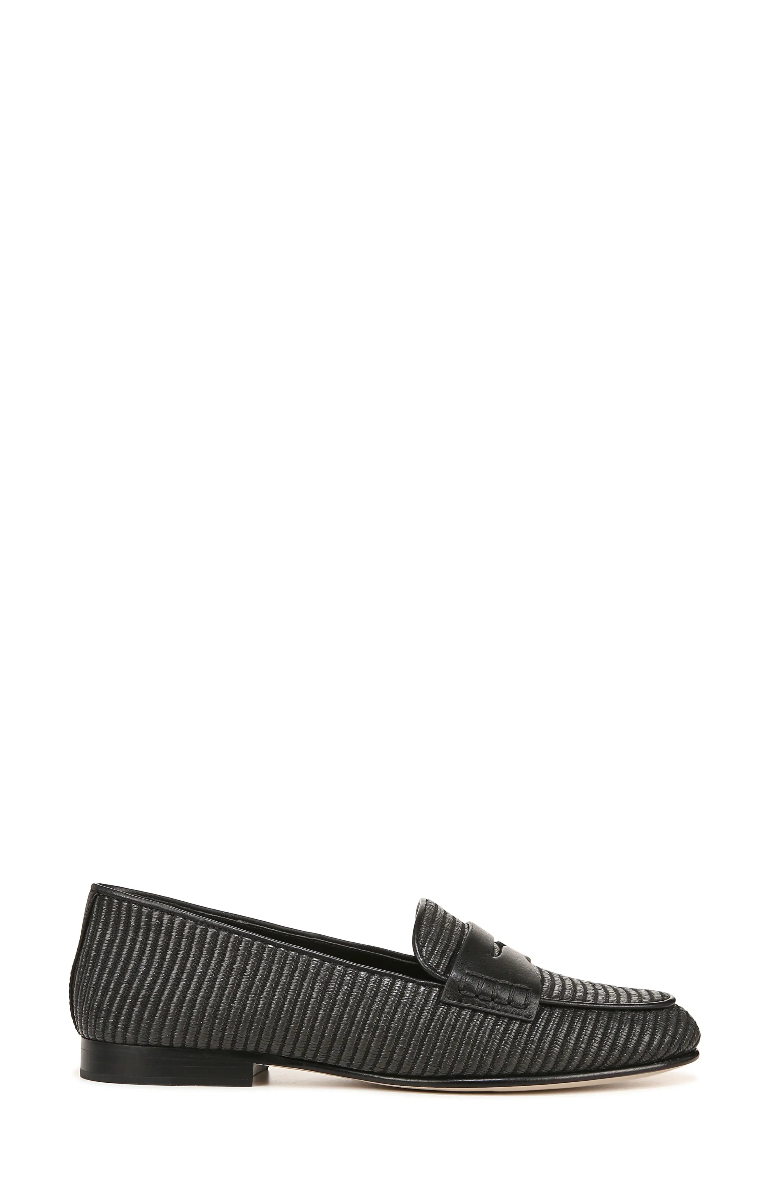 VERONICA BEARD Raffia Penny Loafer in Black/Black | REVERSIBLE