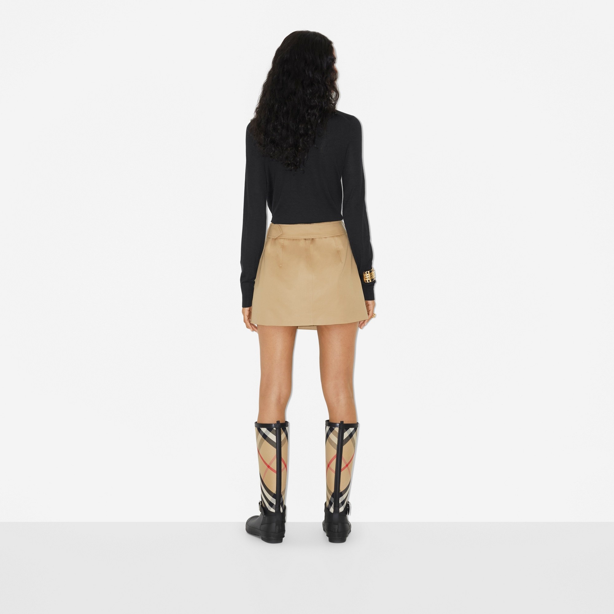 Cotton Gabardine Mini Trench Skirt - 4