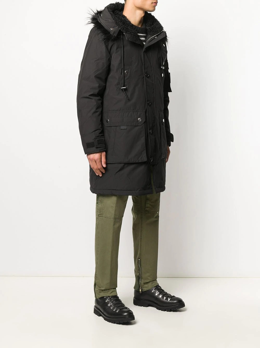 hooded zip-up coat - 3