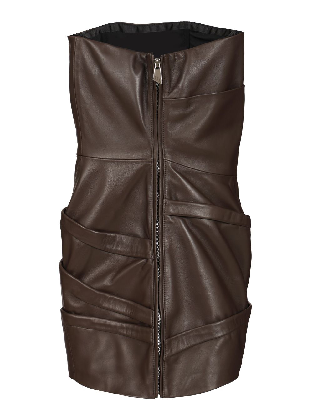 Leather Mini Dress Dresses Brown - 2