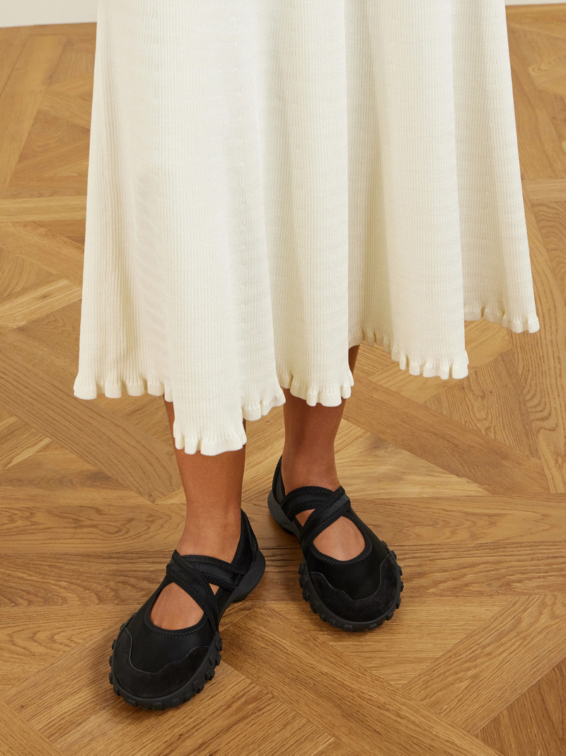 Jil Sander Suede-trimmed Satin Sneakers outlook