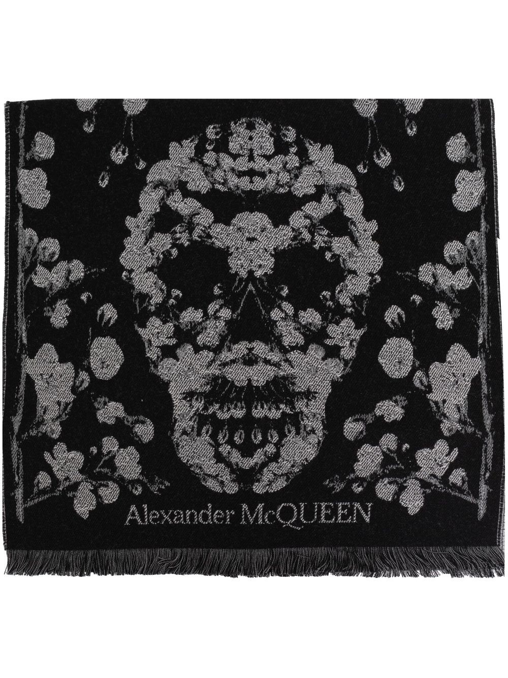 skull-motif wool scarf - 1