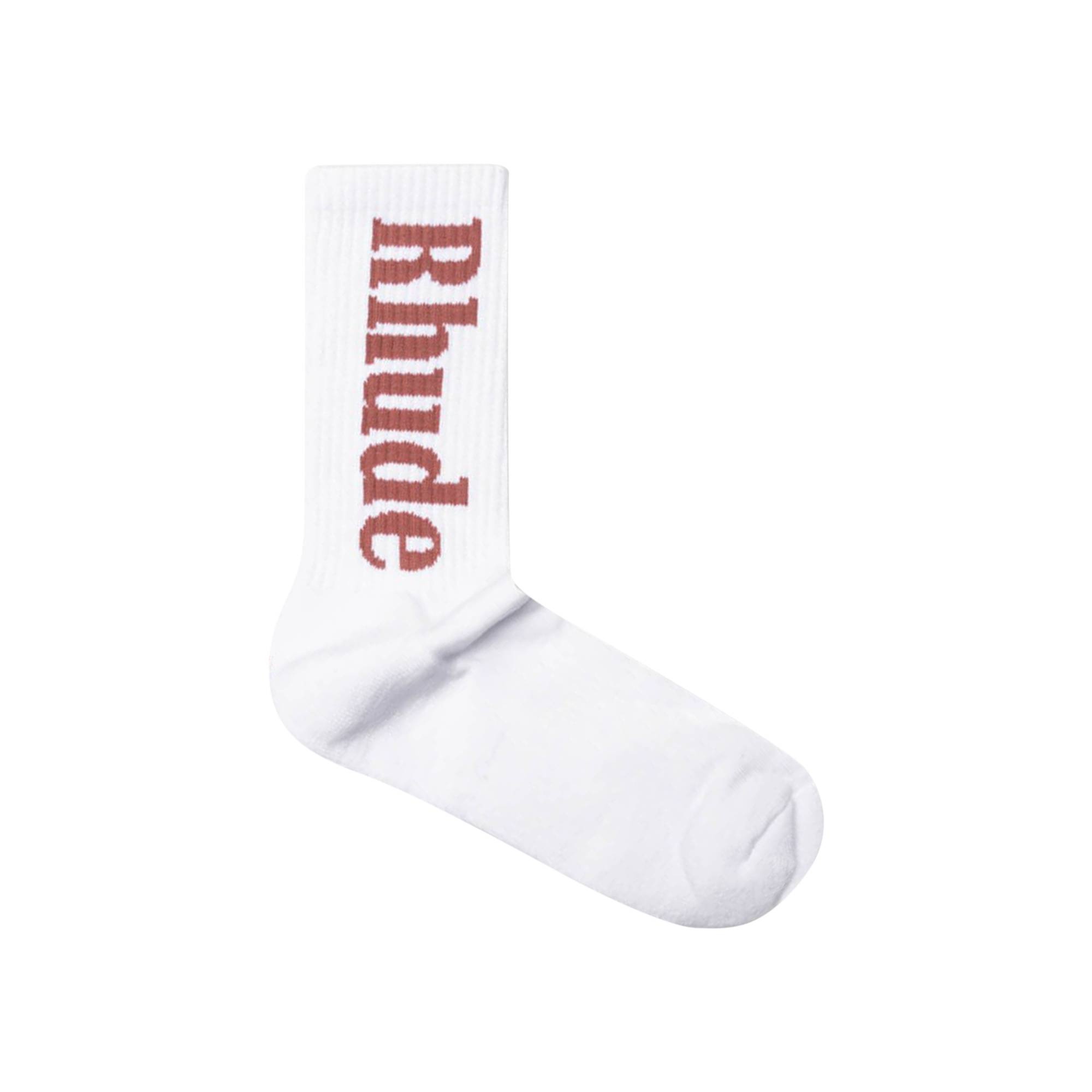 Rhude Logo Sock 'White/Mauve' - 1