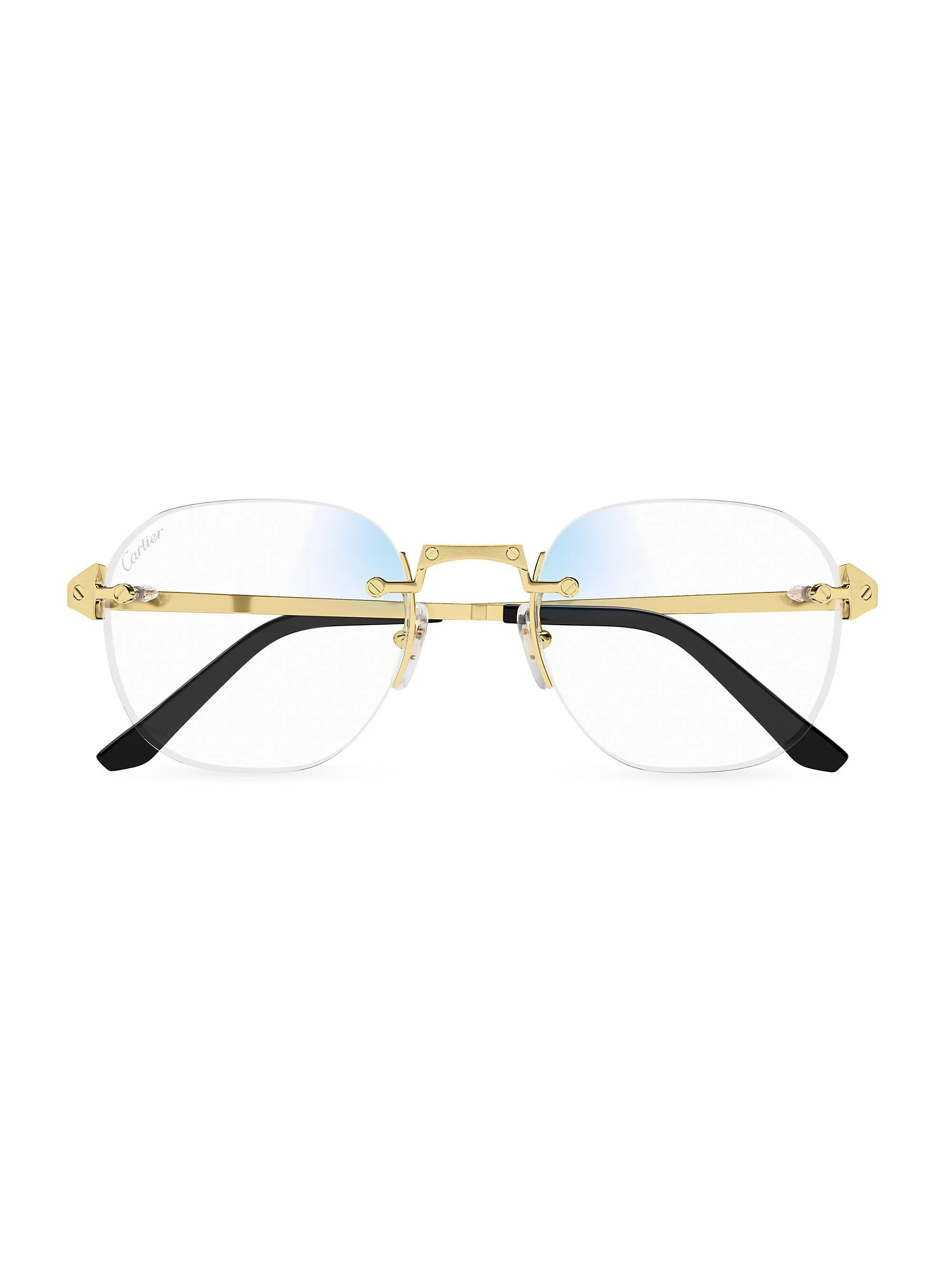 Men's Santos Classic 53MM Round Optical Glasses - Gold - 1