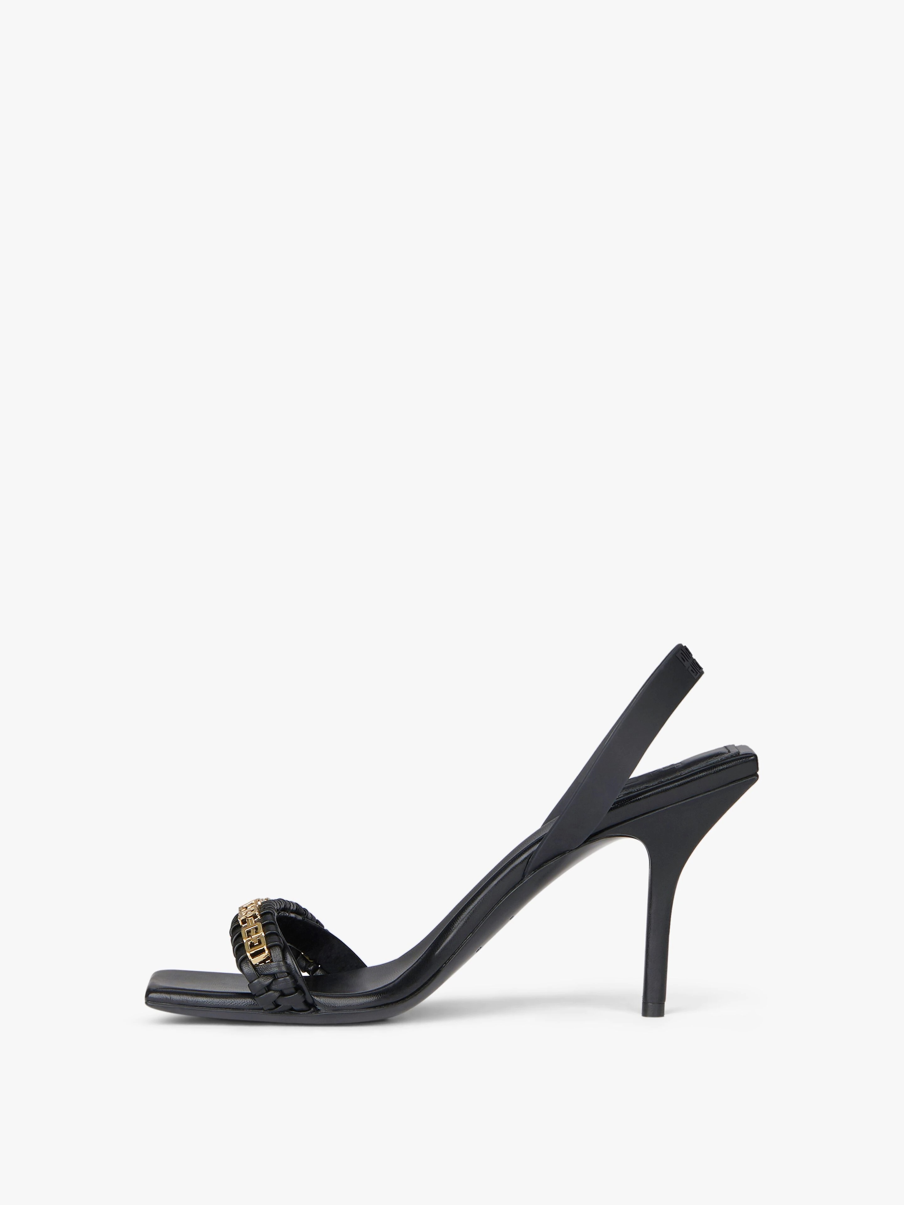 G WOVEN SANDALS IN BRAIDED LEATHER WITH CHAIN - 3