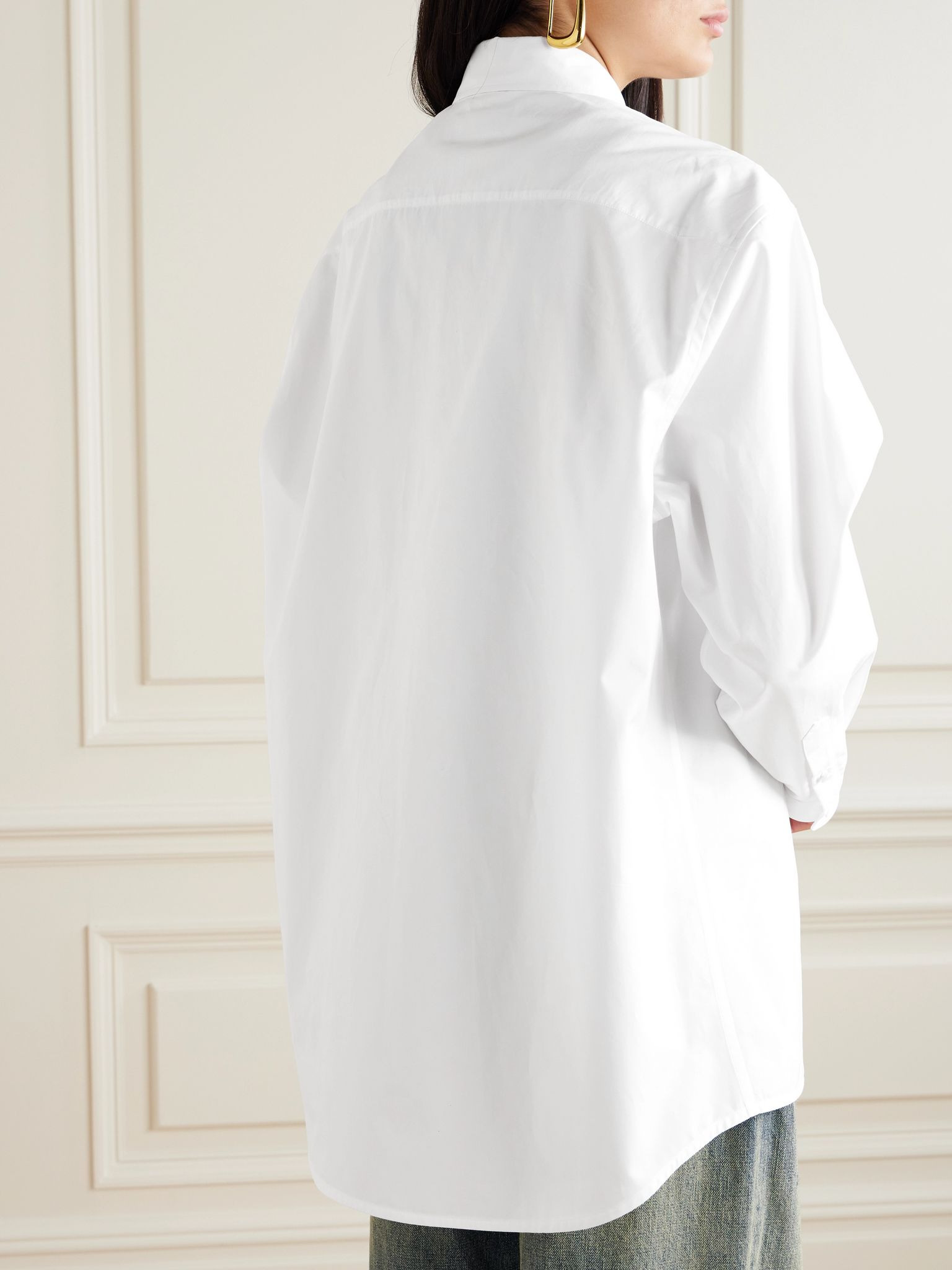 Oversized cotton-poplin shirt White - 4