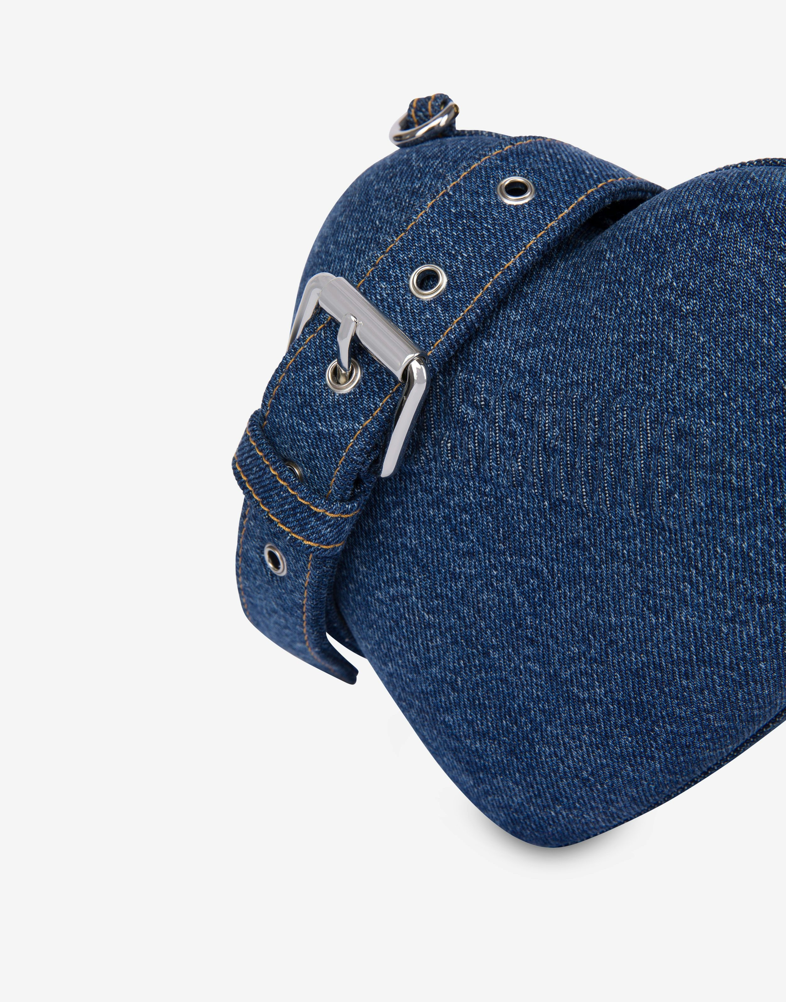 DENIM MOSCHINO HEARTBEAT BAG WITH LOGO - 4