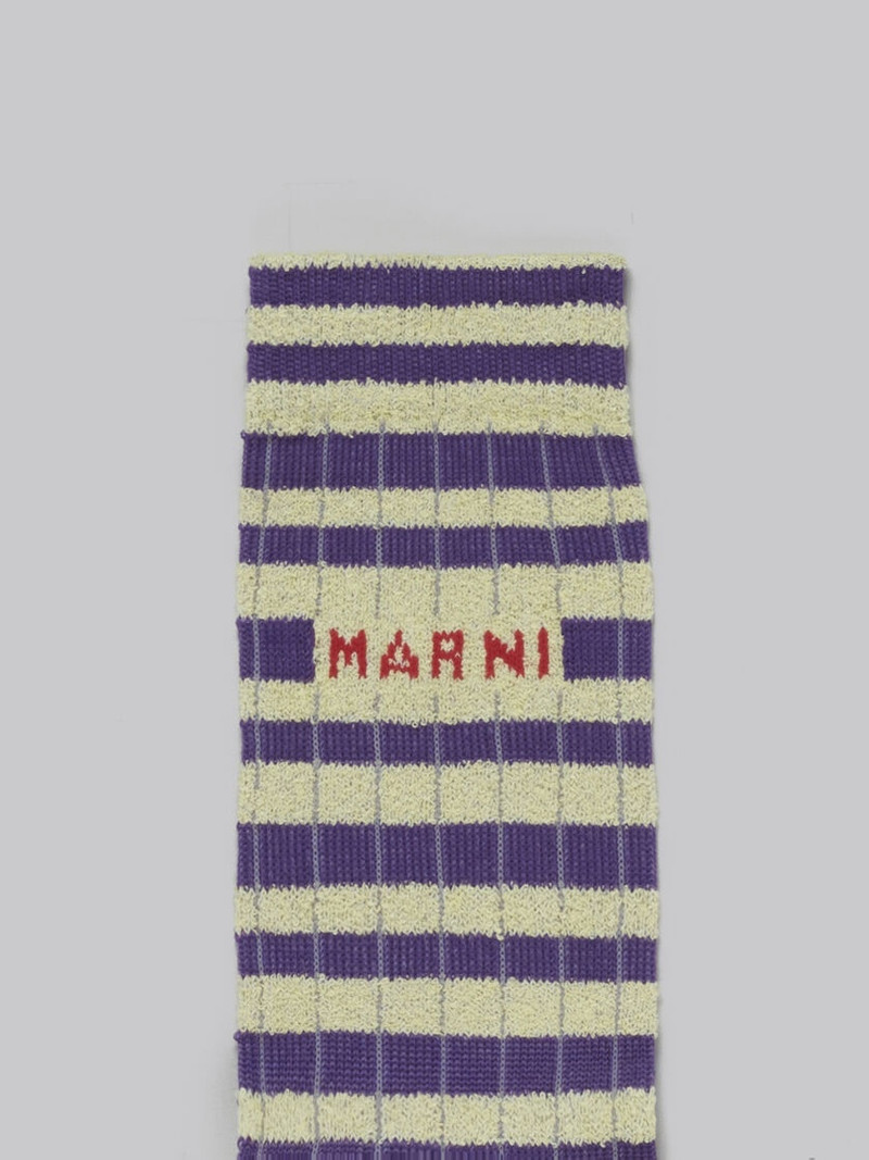 IVORY AND PURPLE SOCKS WITH TERRY STRIPES 3