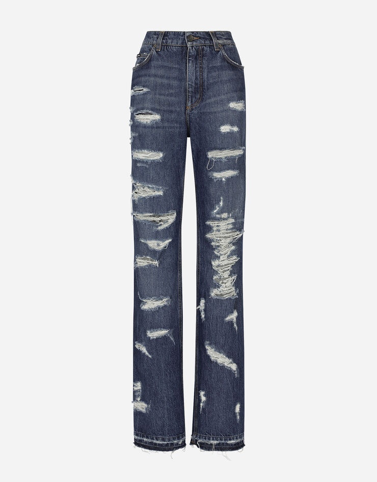 Denim jeans with rips - 1