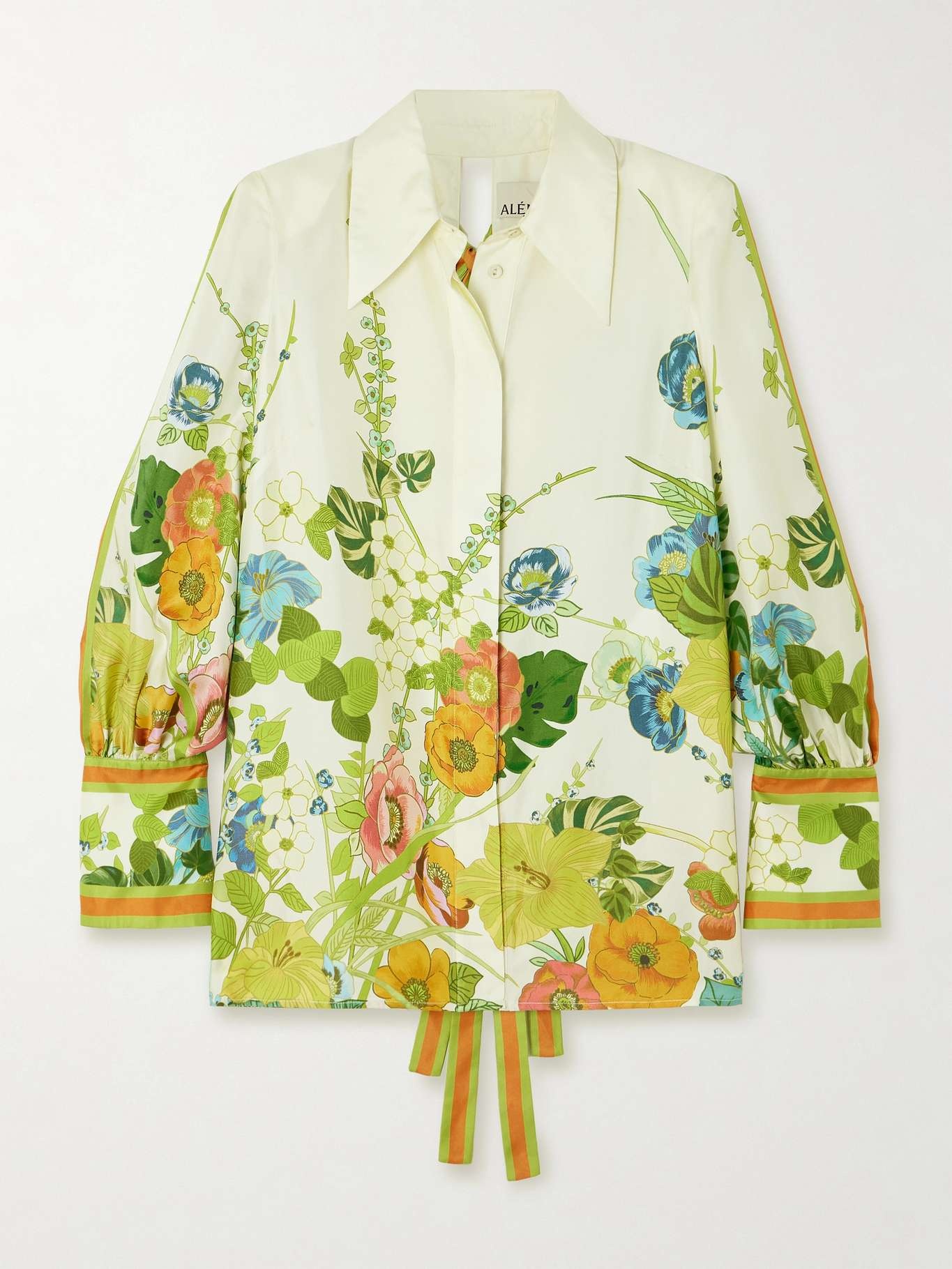 Constance tie-detailed floral-print silk-twill shirt - 1