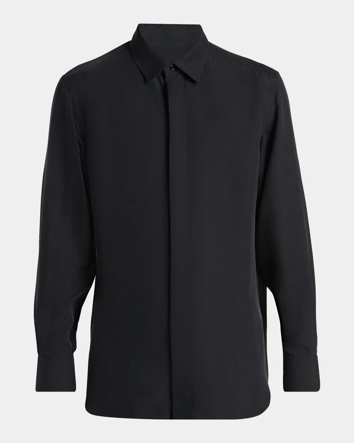Men's Cupro Twill Concealed-Placket Sport Shirt - 1
