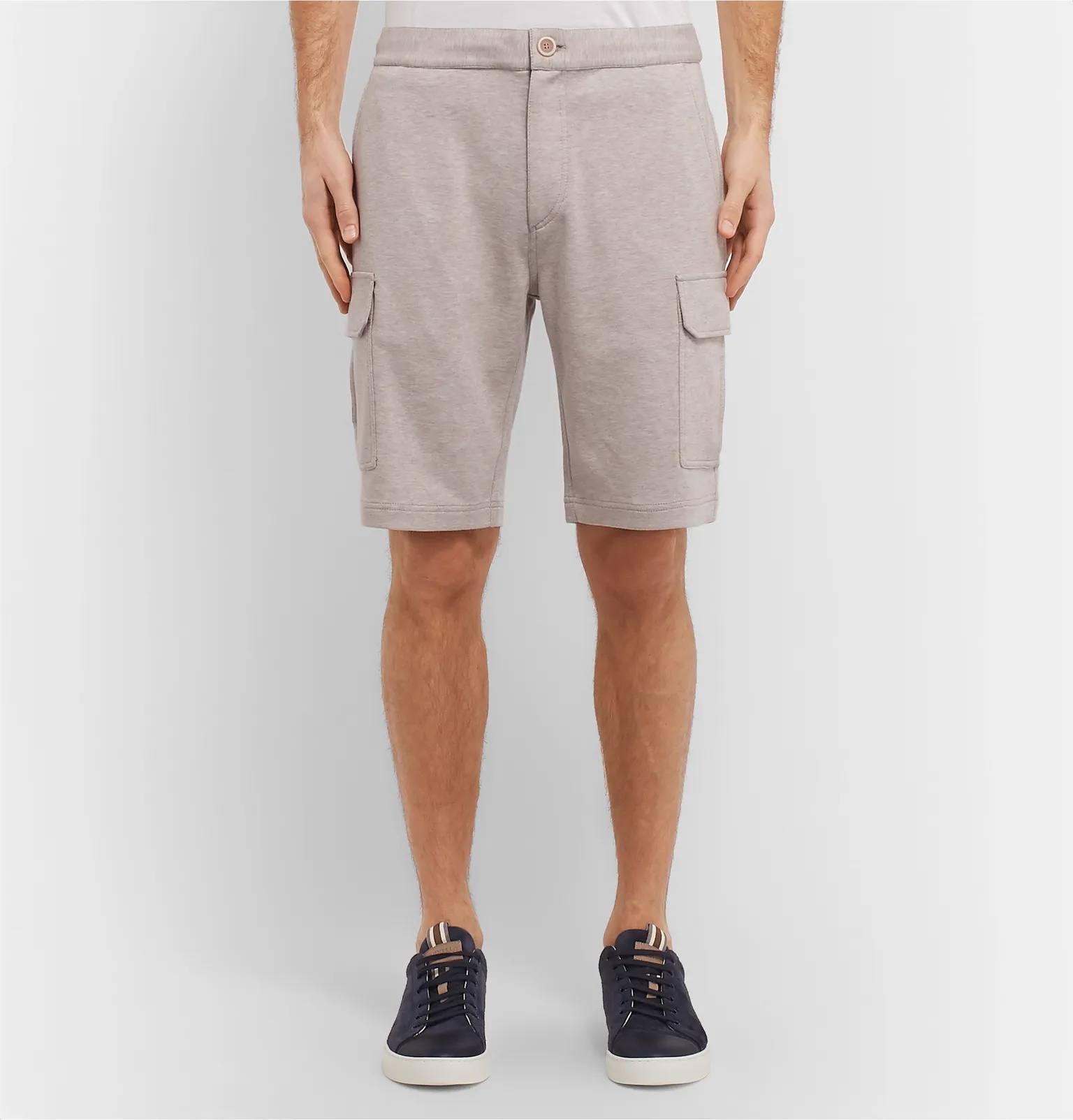 Mélange Cotton-Blend Jersey Cargo Shorts - 4