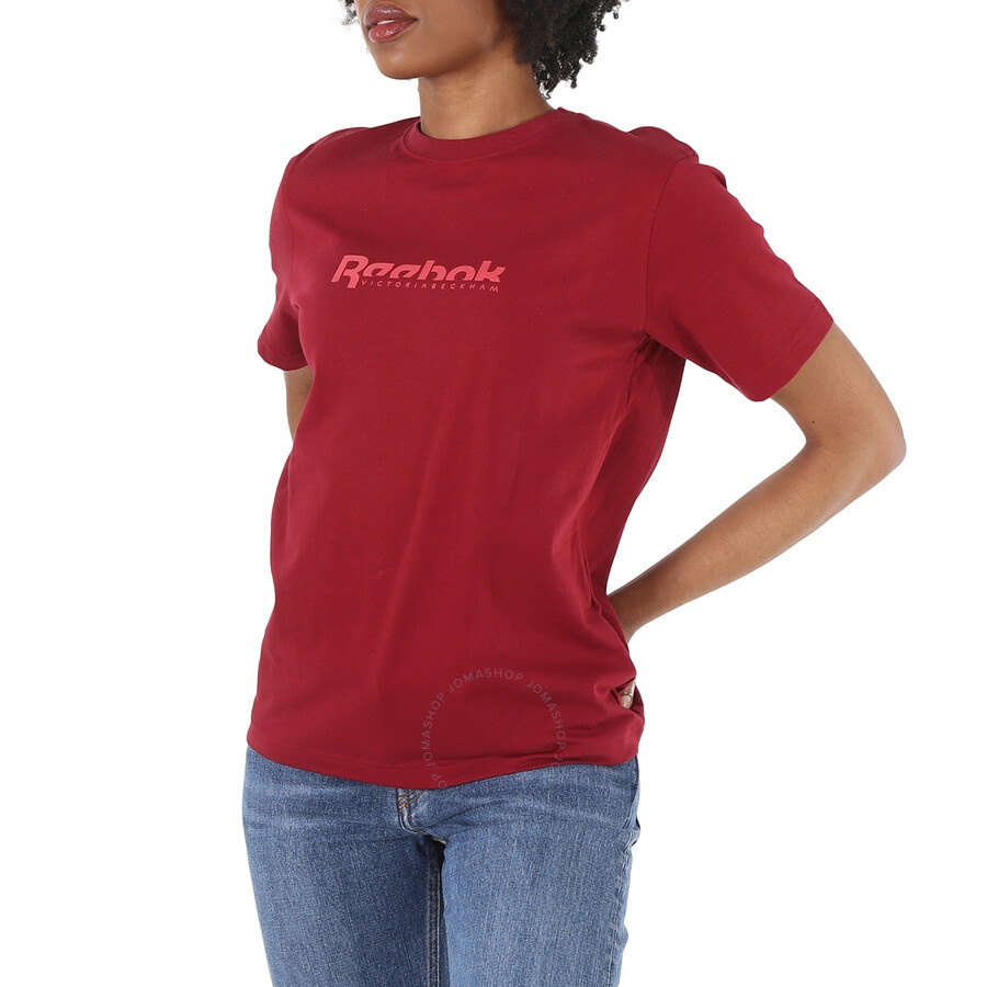Reebok Collegiate Burgundy Cotton Jersey VB Logo T-shirt, Size X-Small - 4