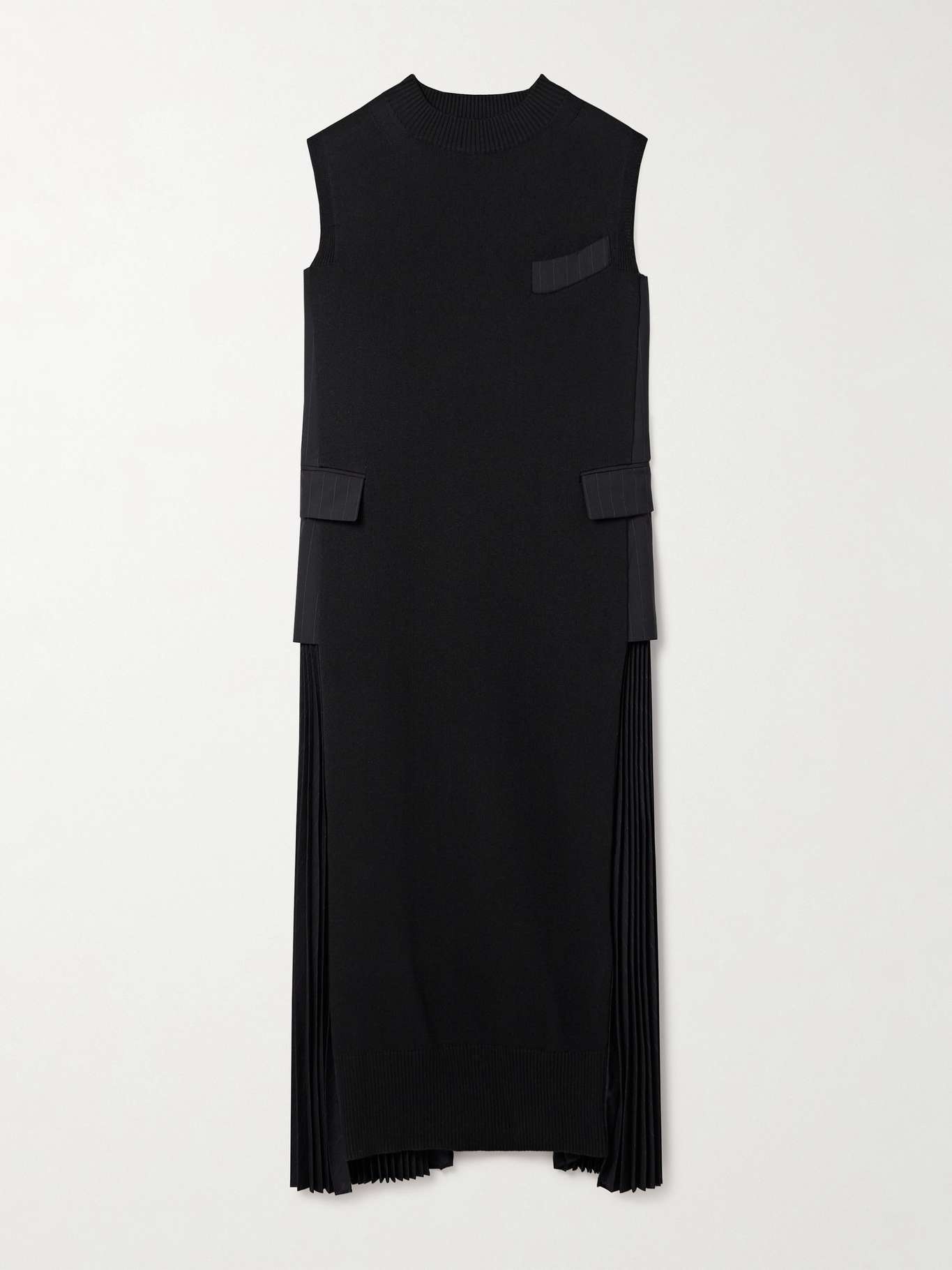 Paneled knitted and woven maxi dress - 1