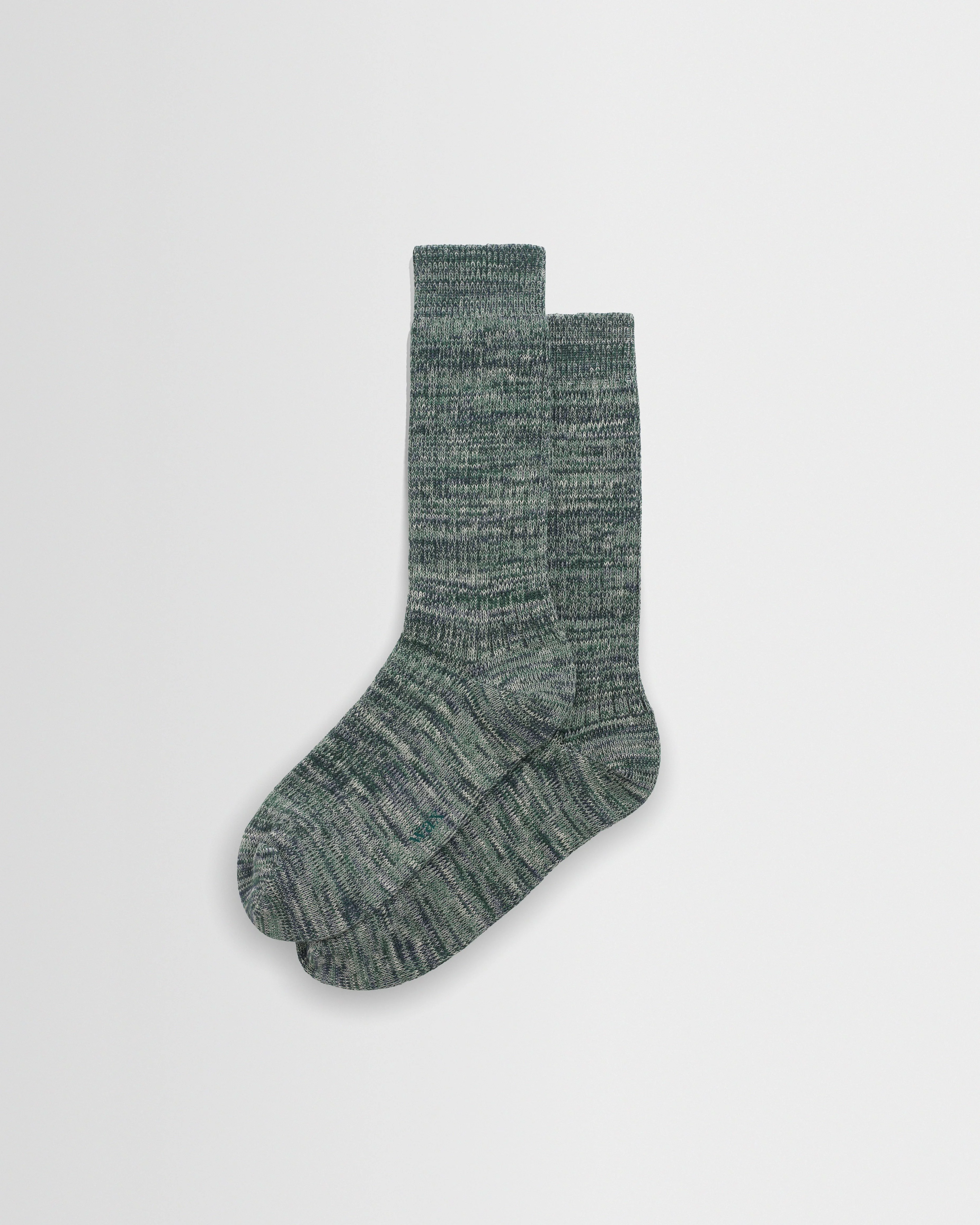 Sandwell - Ecru And Green Twisted Cotton Socks - 1