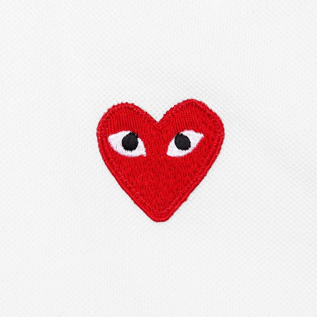 COMME DES GARCONS PLAY WOMEN'S RED HEART POLO SHIRT - WHITE - 3
