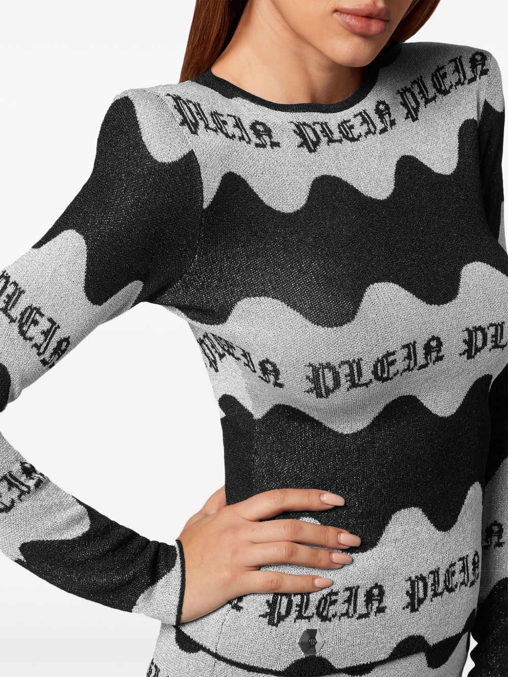 wave-jacquard long-sleeve top - 5