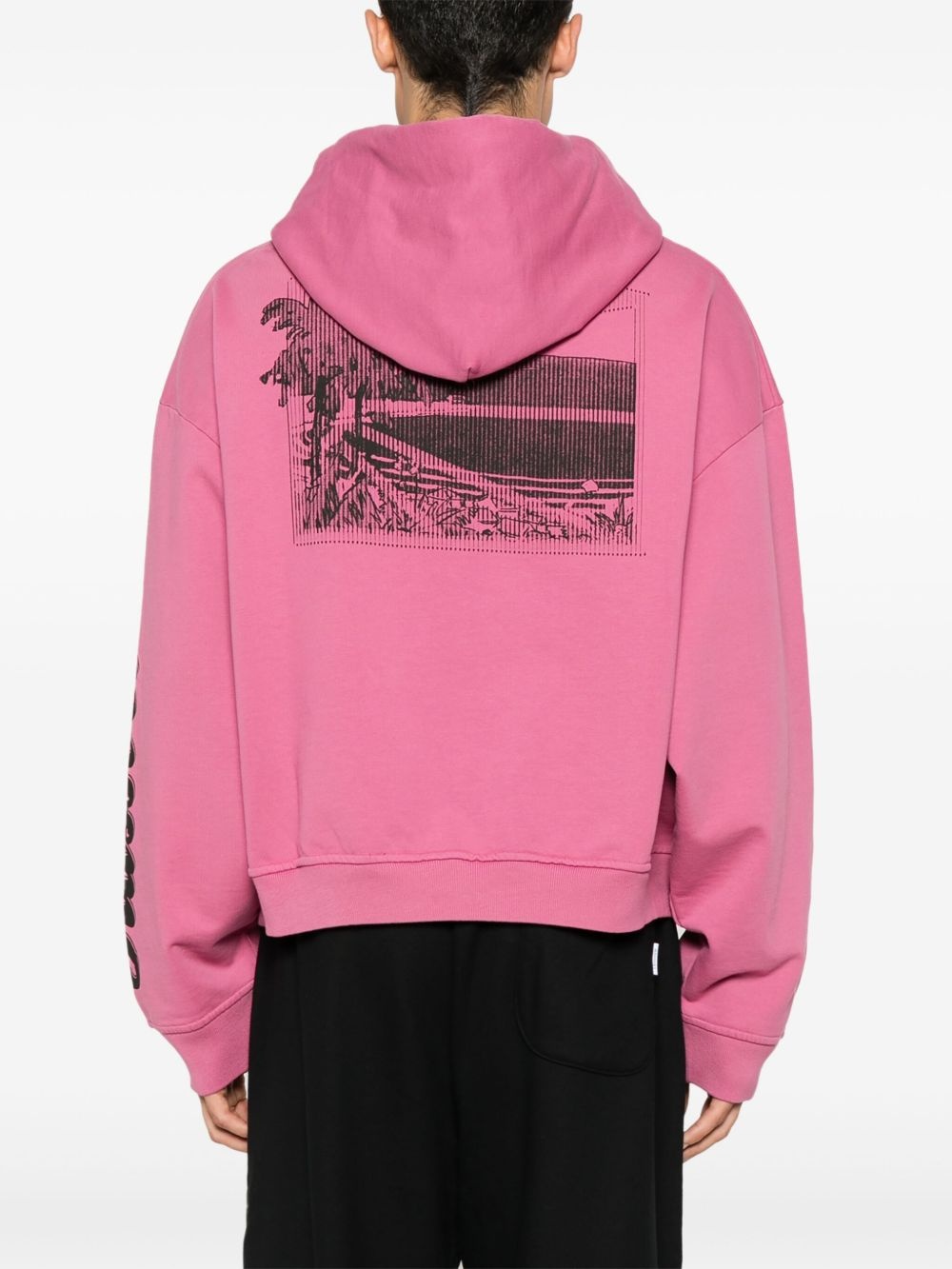 logo-print cotton hoodie - 4