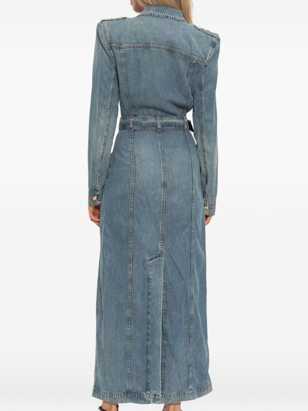 belted denim maxi dress - 4