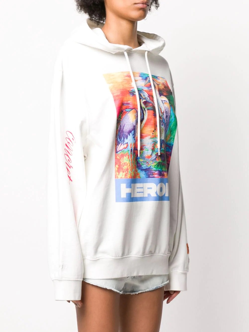 crane print hoodie - 3