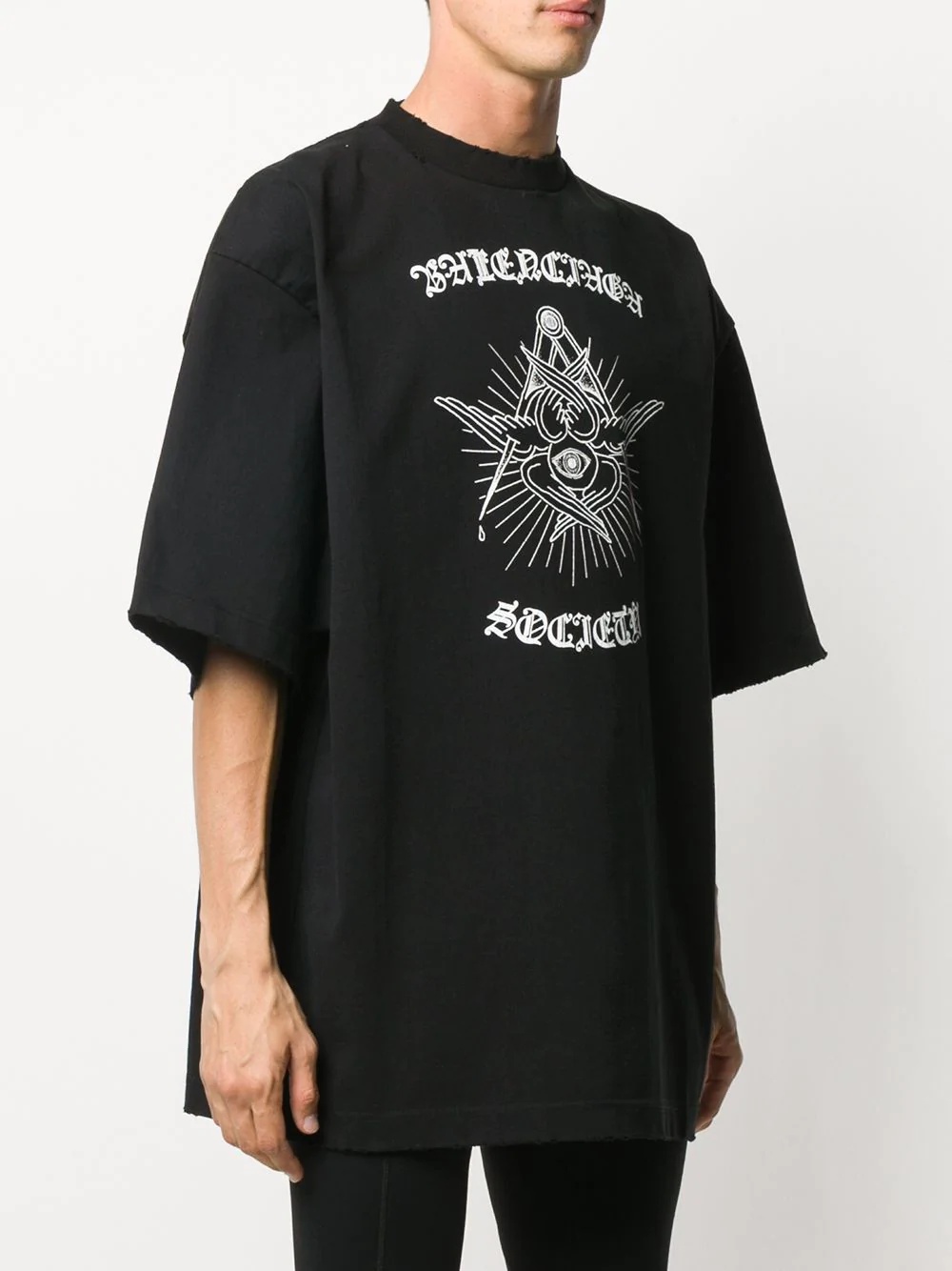 gothic-print oversized T-shirt - 3